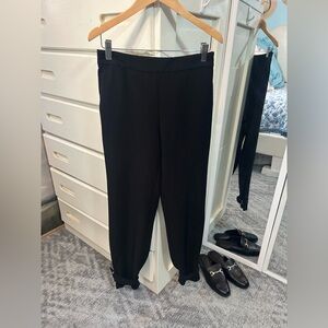 Express Black Straight-Leg Trousers Silver Buckle Detail Ankle Dress Pants✨